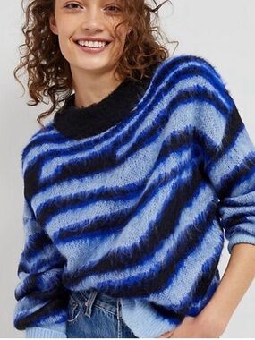 Anthropologie Salma Striped Eyelash Sweater